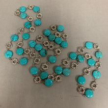 Load image into Gallery viewer, Turquoise Silvertone Long Beaded Chain Necklace (46&quot;)

