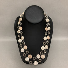 Load image into Gallery viewer, White Turquoise Silvertone Long Beaded Chain Necklace (46&quot;)
