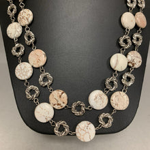 Load image into Gallery viewer, White Turquoise Silvertone Long Beaded Chain Necklace (46&quot;)
