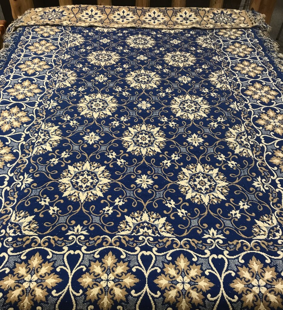 Blue & Tan Woven Full Bed Spread (52x56)