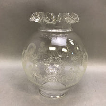 Load image into Gallery viewer, Vintage Etched Glass Lamp Ruffle Globe Shade Made in France (9&quot;)
