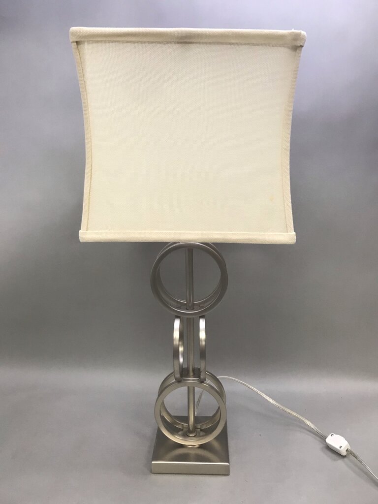 Chrome Rings Table Lamp with Cream Shade (25