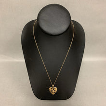 Load image into Gallery viewer, 10K Gold Floral Cutout Heart Pendant on 18&quot; Chain (2.1g)
