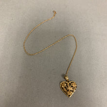 Load image into Gallery viewer, 10K Gold Floral Cutout Heart Pendant on 18&quot; Chain (2.1g)
