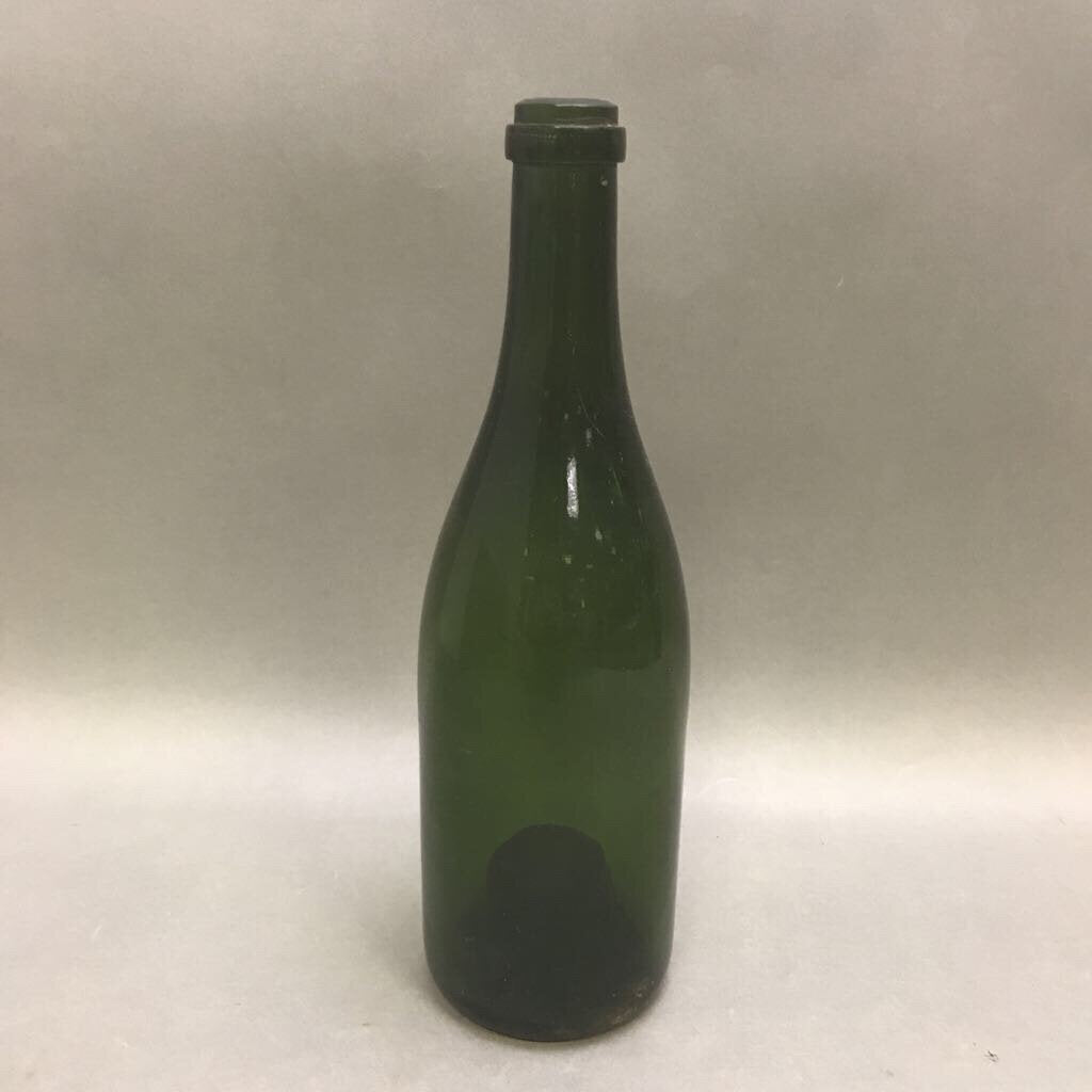 Vintage Green Glass Inverted Bottom Bottle (12
