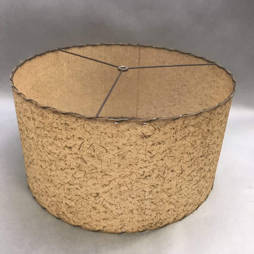 MCM Fiberglass Round Lamp Shade Swirls Whip Stitched Mid Century (9x17)