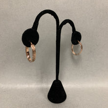 Load image into Gallery viewer, Italian Rose Gold Plated Sterling Sparkle Hoop Earrings (1&quot;)

