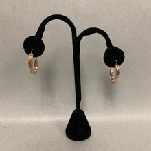 Load image into Gallery viewer, Italian Rose Gold Plated Sterling Sparkle Hoop Earrings (1&quot;)
