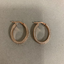 Load image into Gallery viewer, Italian Rose Gold Plated Sterling Sparkle Hoop Earrings (1&quot;)
