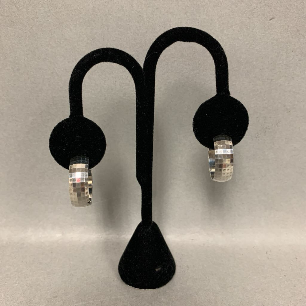 Milor Sterling Faceted Hoop Earrings (1