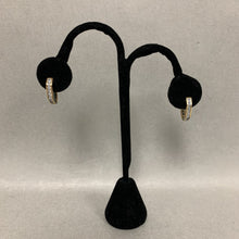 Load image into Gallery viewer, Gold Plated Sterling Cubic Zirconia Hinged Hoop Earrings (0.75&quot;)
