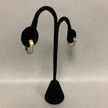 Load image into Gallery viewer, Gold Plated Sterling Cubic Zirconia Hinged Hoop Earrings (0.75&quot;)
