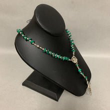 Load image into Gallery viewer, Malachite Chunk Silvertone Beaded Rosary (18" w/ 5" Drop)
