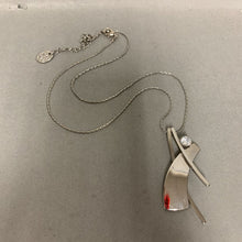Load image into Gallery viewer, Howard&#39;s SIlvertone Cubic Zirconia Modern Pendant on 20&quot; Chain

