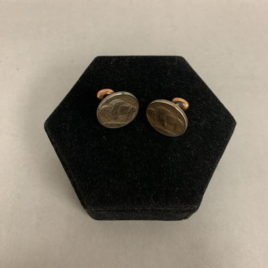 Vintage 1913 Buffalo Nickel Gold Filled Cufflinks