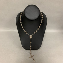 Load image into Gallery viewer, Vintage Sterling Filigree Clear Crystal Beaded Rosary (30&quot; w/ 7&quot; Drop)
