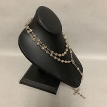 Load image into Gallery viewer, Vintage Sterling Filigree Clear Crystal Beaded Rosary (30&quot; w/ 7&quot; Drop)

