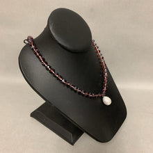 Load image into Gallery viewer, Baroque Pearl Pendant on Purple Crystal Beaded Magnetic Clasp Necklace (20&quot;)
