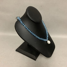 Load image into Gallery viewer, Baroque Pearl Pendant on Blue Crystal Beaded Magnetic Clasp Necklace (20&quot;)
