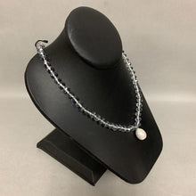 Load image into Gallery viewer, Baroque Pearl Pendant on Gray Clear Crystal Beaded Magnetic Clasp Necklace (20&quot;)

