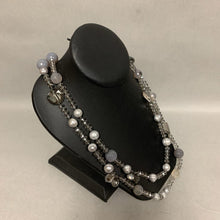 Load image into Gallery viewer, Shades of Gray/Silver Baroque Pearl Crystal Agate Beaded Necklace (52&quot;)
