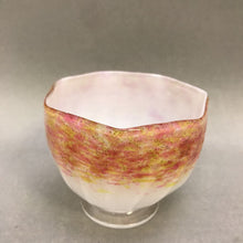 Load image into Gallery viewer, Glass Art Pedstal Red, Orange &amp; White Glitter Bowl (3&quot;)
