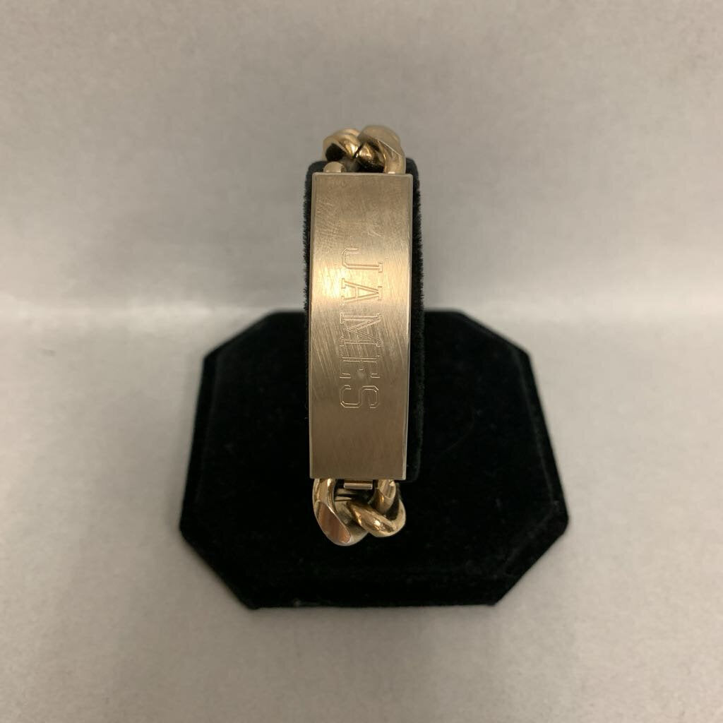 Vintage Speidel Goldtone Stainless Engraved ID Bracelet (8.5
