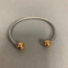 Load image into Gallery viewer, Two-Tone Steel Flexible Twisted Cable w/ Gold Plated Ball Ends Bracelet
