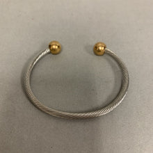 Load image into Gallery viewer, Two-Tone Steel Flexible Twisted Cable w/ Gold Plated Ball Ends Bracelet
