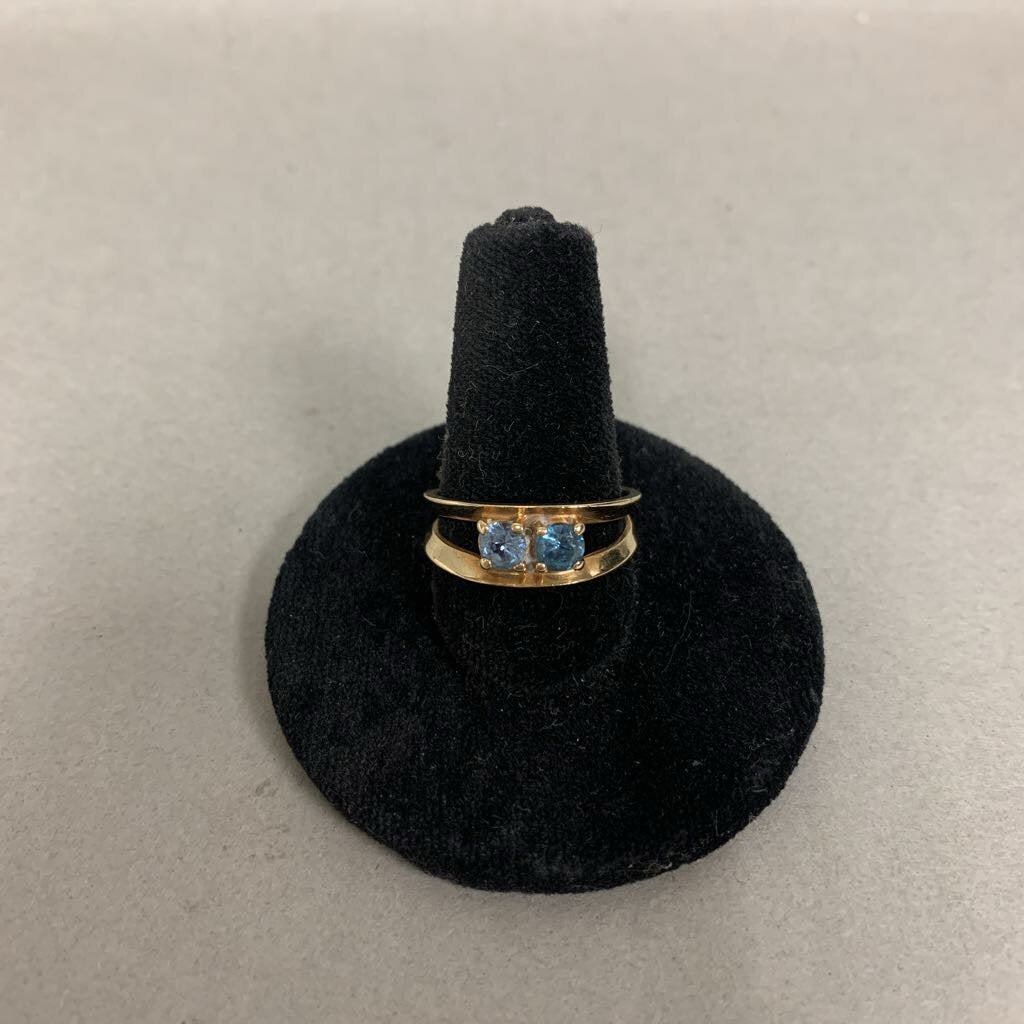14K Gold Blue Topaz Ring sz 7 (3.0g)