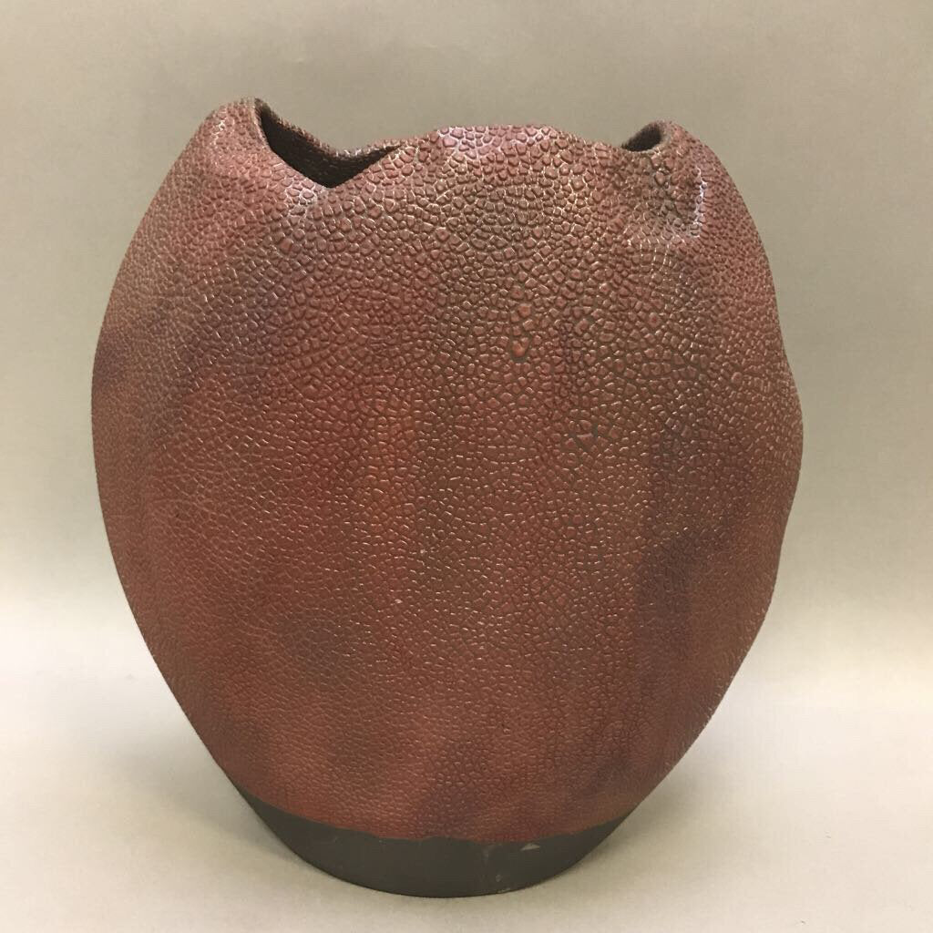 Ceramic Brown Textured Vase Signed (10