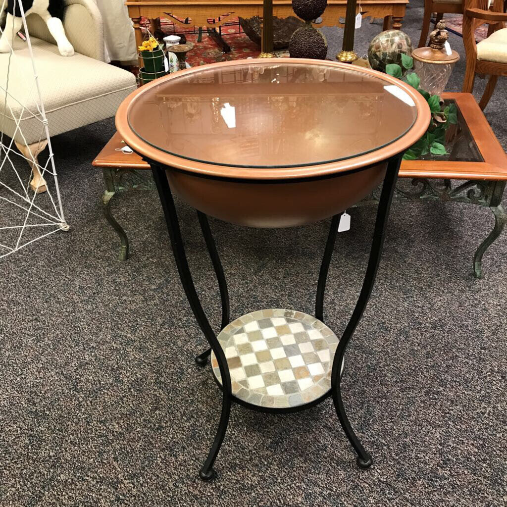 Copper Color Pot on Stand (33x22x22)