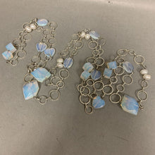 Load image into Gallery viewer, Silvertone Baroque Pearl Opaline Glass Satellite Necklace (58&quot;)
