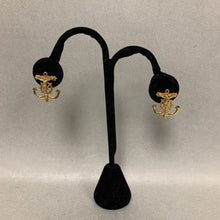 Load image into Gallery viewer, 10K Gold Crucifix Anchor 1&quot; Stud Earrings (3.7g)

