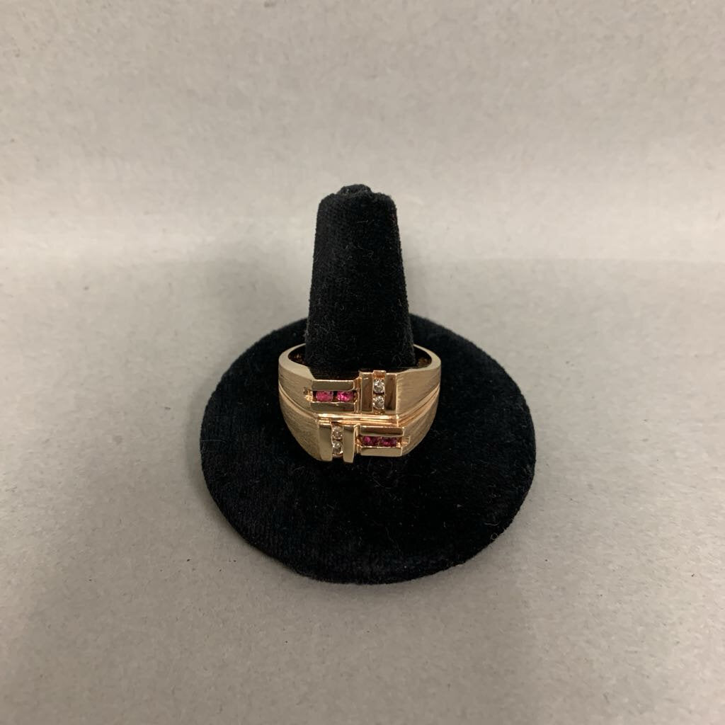 14K Gold Ruby Diamond Ring sz 12 (10.8g)