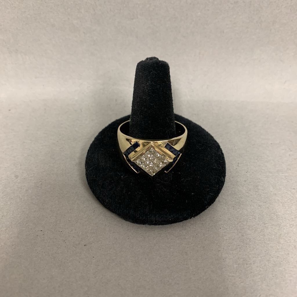 14K Gold Diamond Topaz Ring sz 14 (14.1g)