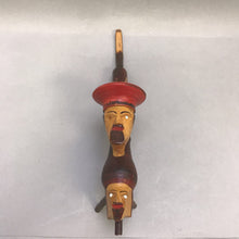 Load image into Gallery viewer, Vintage Folk Art Carved Wood Dual Head Tobacco Style Pipe (11&quot;)

