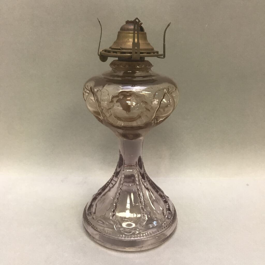 Vintage Queen Anne Purple Glass Oil Lamp (10