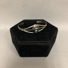 Load image into Gallery viewer, Vintage Navajo Sterling Turquoise Shadow Box Bear Paw Cuff Bracelet
