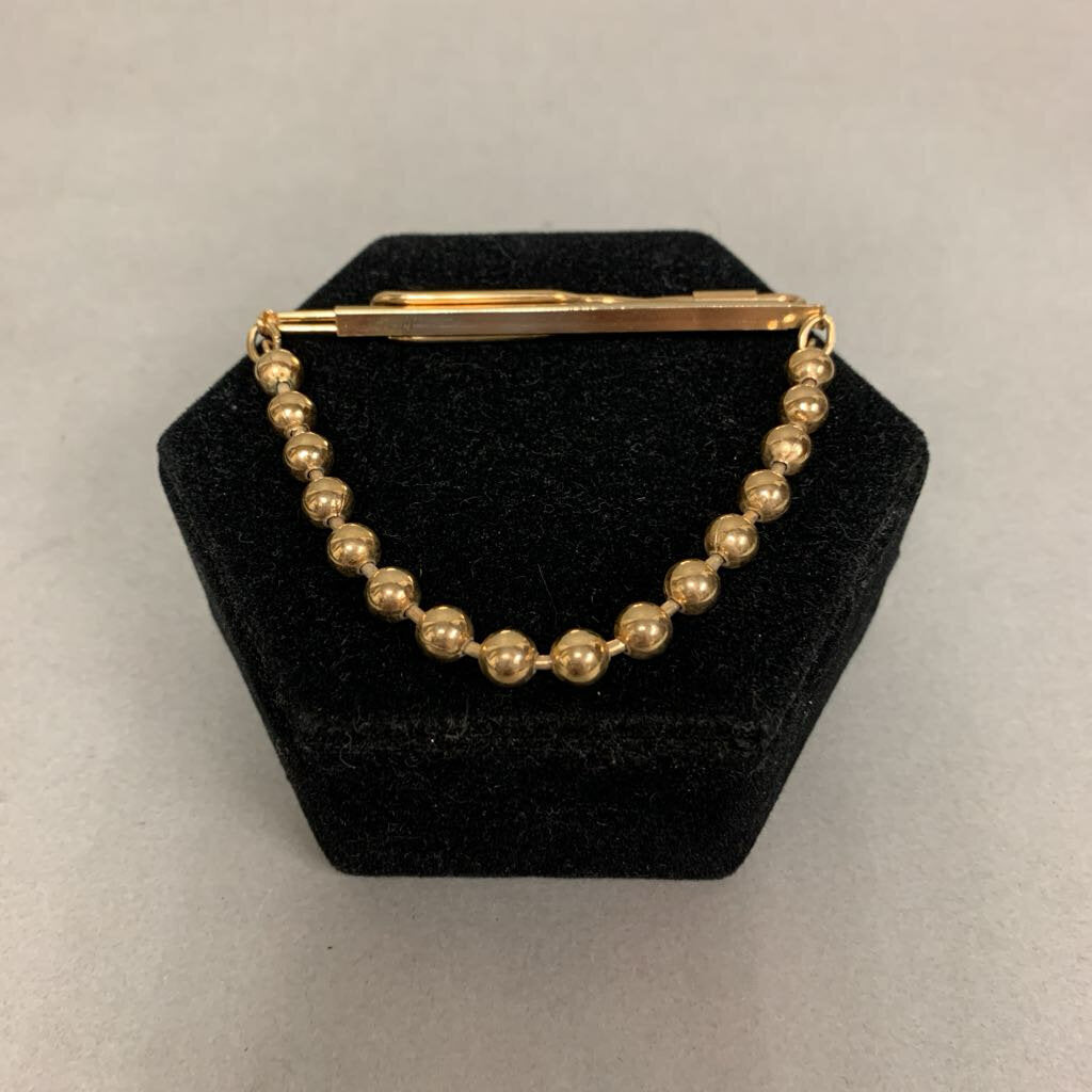 Vintage Swank Gold Plated Ball Chain Slide Tie Clip