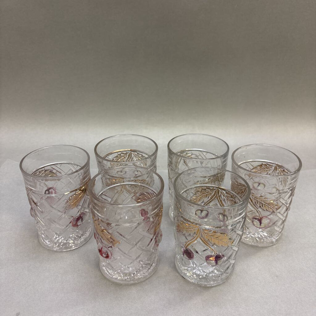Set of 6 Glass Northwood Cherry Lattice Cups (4