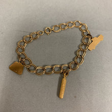 Load image into Gallery viewer, Vintage Josten&#39;s Gold Filled Charm Bracelet w/ 3 Charms (7.5&quot;)
