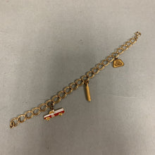 Load image into Gallery viewer, Vintage Josten&#39;s Gold Filled Charm Bracelet w/ 3 Charms (7.5&quot;)
