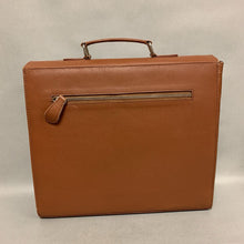 Load image into Gallery viewer, Brown &amp; White Cowhide Turquoise Floral Tooled Leather Briefcase Purse (12x14x4&quot;)
