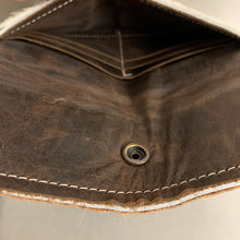 Load image into Gallery viewer, Cowhide Purple Tooled Leather Fringe Wristlet Clutch Purse (5x8.5&quot;)
