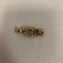Load image into Gallery viewer, Antique Victorian Gold Filled Filligree Leaf Repousse Red Paste Stone Brooch Pin (1.25")
