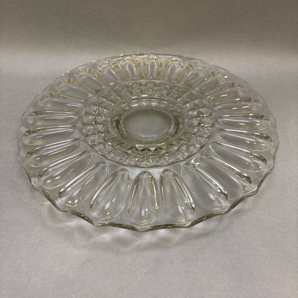 VIntage Clear Glass Cake Plate (14