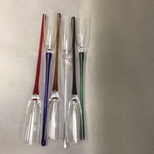 Load image into Gallery viewer, Set of 6 Hand Blown Glass Champagne Flutes Multicolor Baseless Beach/Sand (17&quot;)
