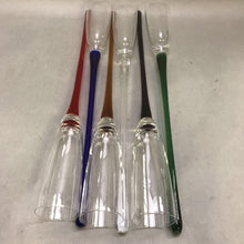 Load image into Gallery viewer, Set of 6 Hand Blown Glass Champagne Flutes Multicolor Baseless Beach/Sand (17&quot;)
