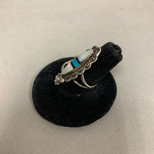 Load image into Gallery viewer, Vintage Sterling Mother of Pearl Turquoise Onyx Inlay Ring sz 5
